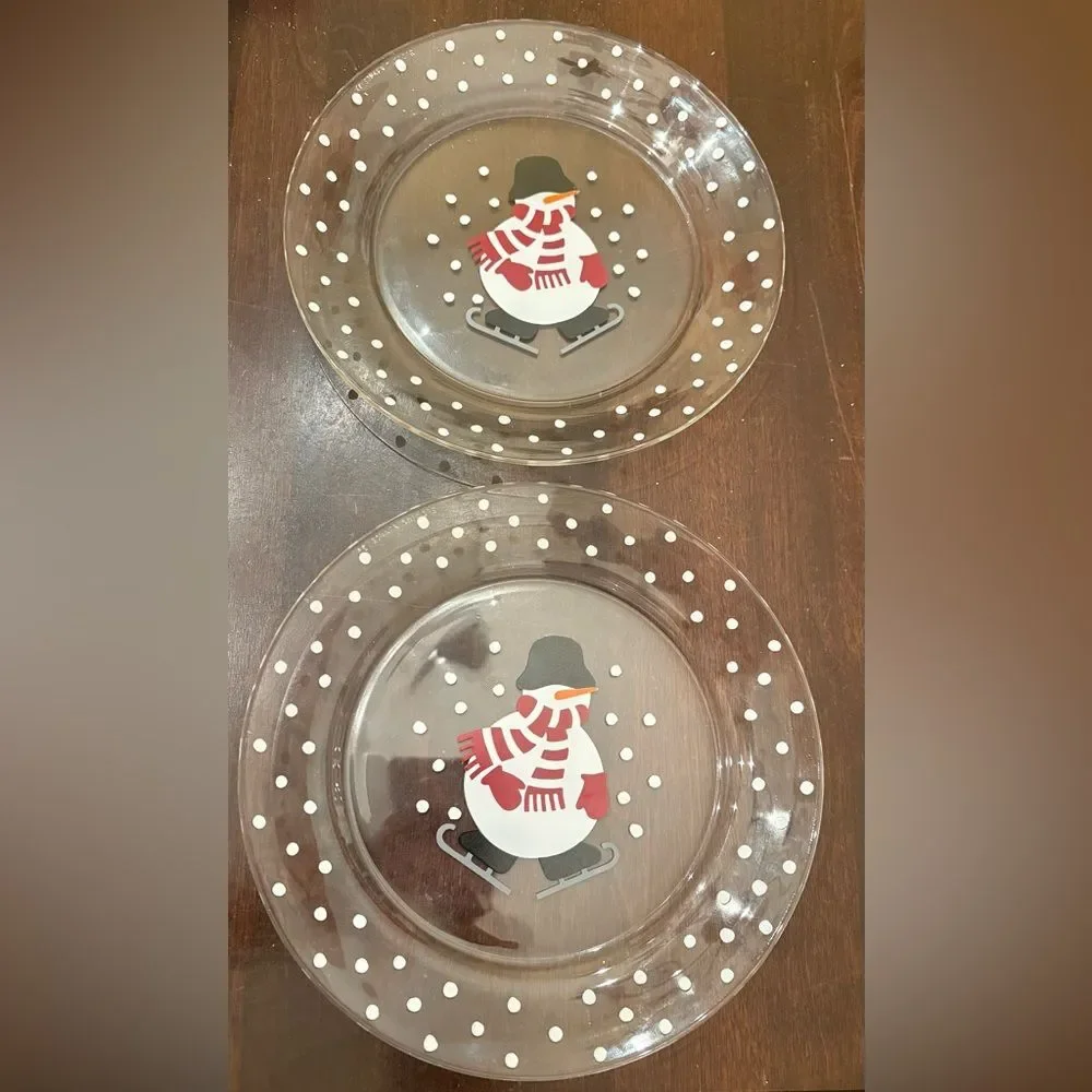 Crate & Barrel Snowman Plates France 8”